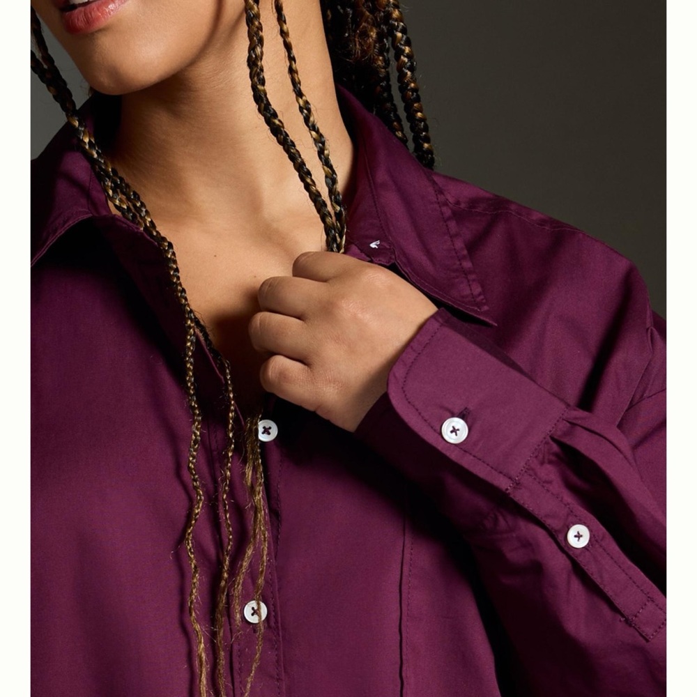 NWT! Anthropologie Maeve The Bennet Oversized Cotton Buttondown Shirt 1X - Picture 4 of 12